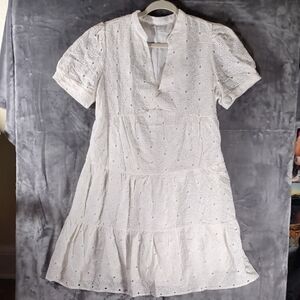 Elegant White Eyelet Dress